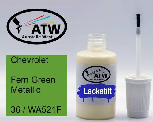 Chevrolet, Fern Green Metallic, 36 / WA521F: 20ml Lackstift, von ATW Autoteile West.